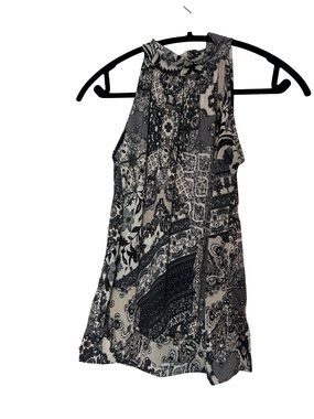 blue sand - made in Italy Black and White Printed High Neck Tank Top